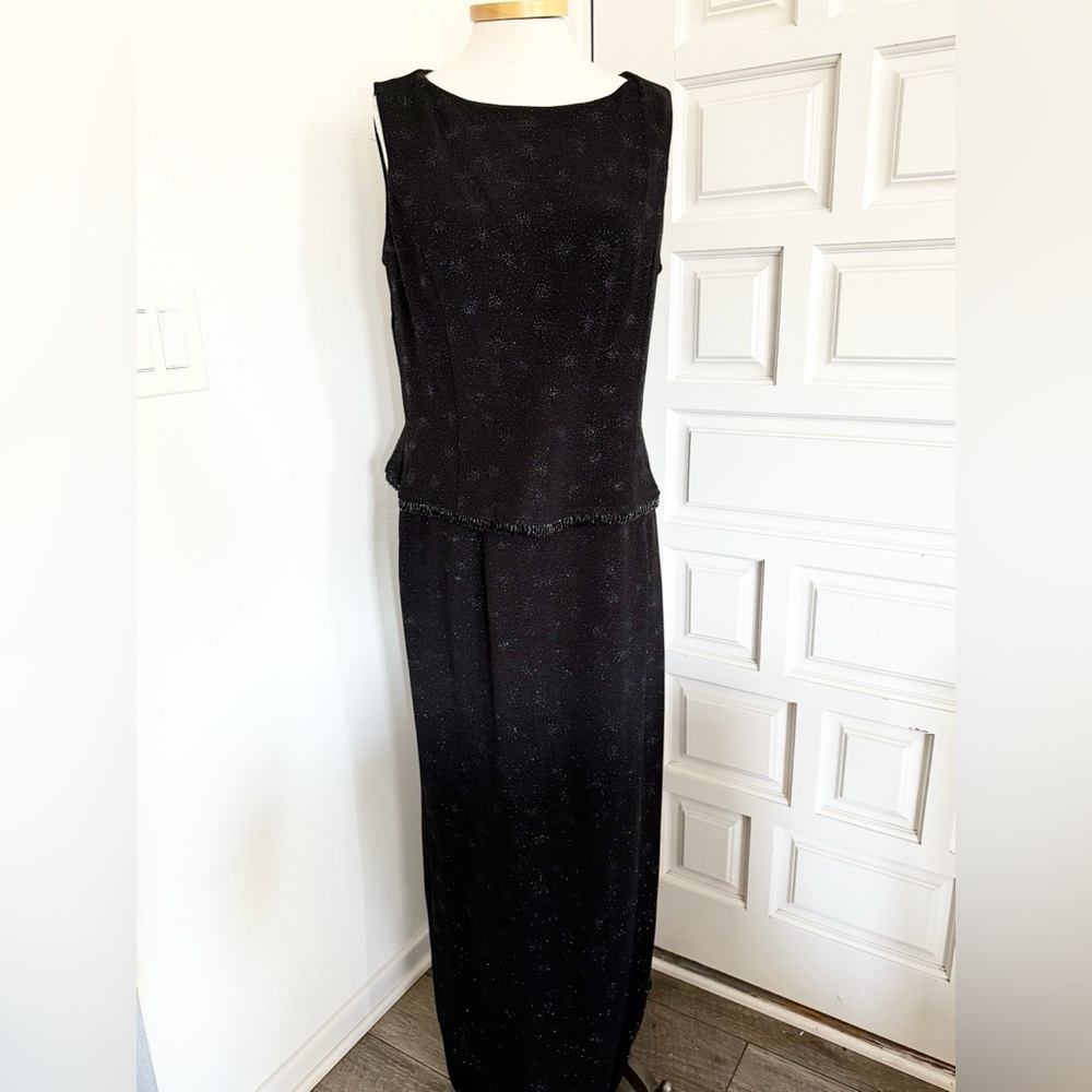 Scott McClintock Millennium 2000 Vintage Gown Black Sparkly Star Gaze Long Dress